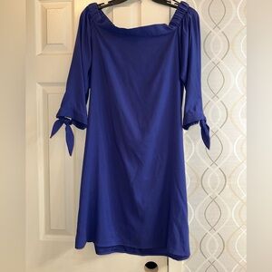 LOFT Periwinkle Blue Long Sleeve Off Shoulder Dress